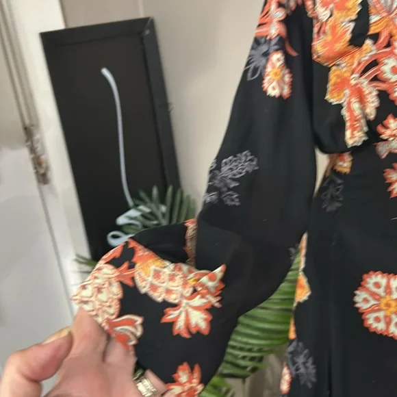 Free people Miranda dark floral midi dress boho button front Women’s size 4 - Picture 7 of 16